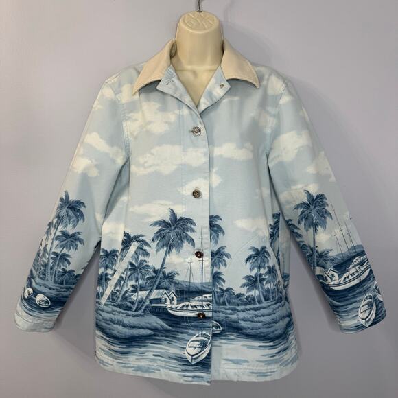 Ralph Lauren Jackets & Blazers - RALPH LAUREN Naval Supply Barn Chore Jacket Blue St Martin Island Boat Print S